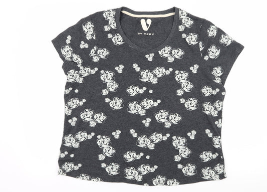 Very Womens Grey Floral Jersey Top Pyjama Top Size 18