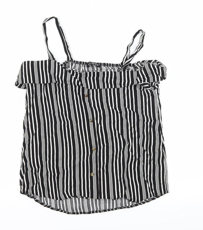 Additional front view of Select women’s black striped camisole tank, size UK 6