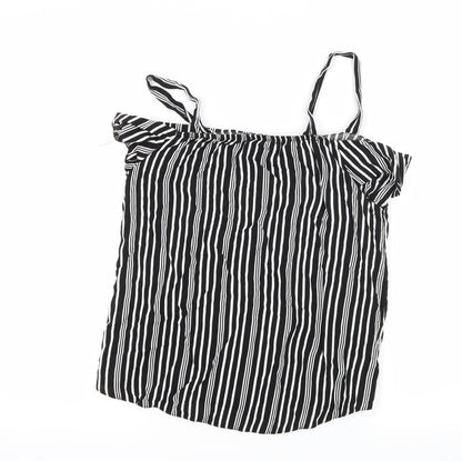Back view of Select women’s black striped camisole tank, size UK 6