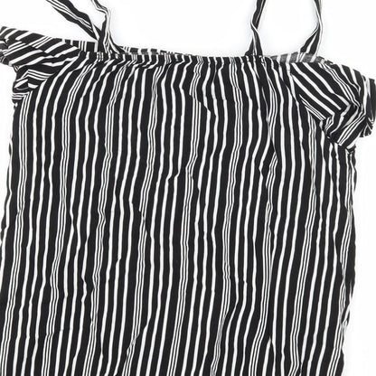 Brand and care label for Select women’s black striped camisole tank, size UK 6