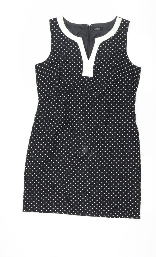 Papay Womens Black Polka Dot  A-Line  Size 14