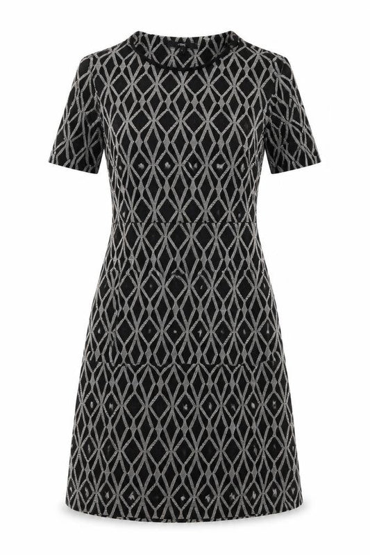 Front view of Next women’s grey argyle/diamond a-line, size UK 6