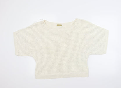 Additional front view of Tu women’s white jumper, size UK 14