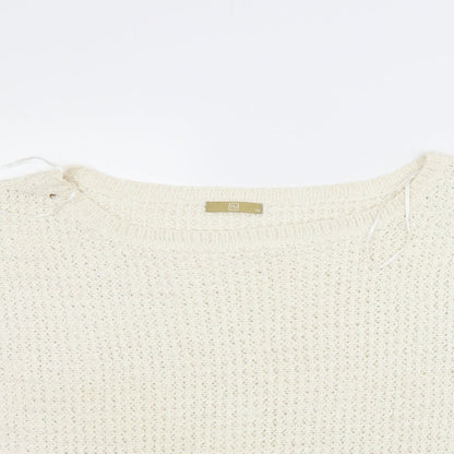 Close-up detail of Tu women’s white jumper, size UK 14