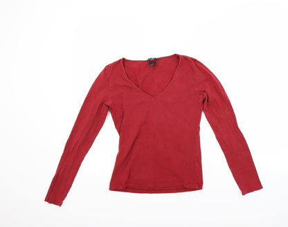 Additional front view of H&M women’s red pullover sweatshirt, size S