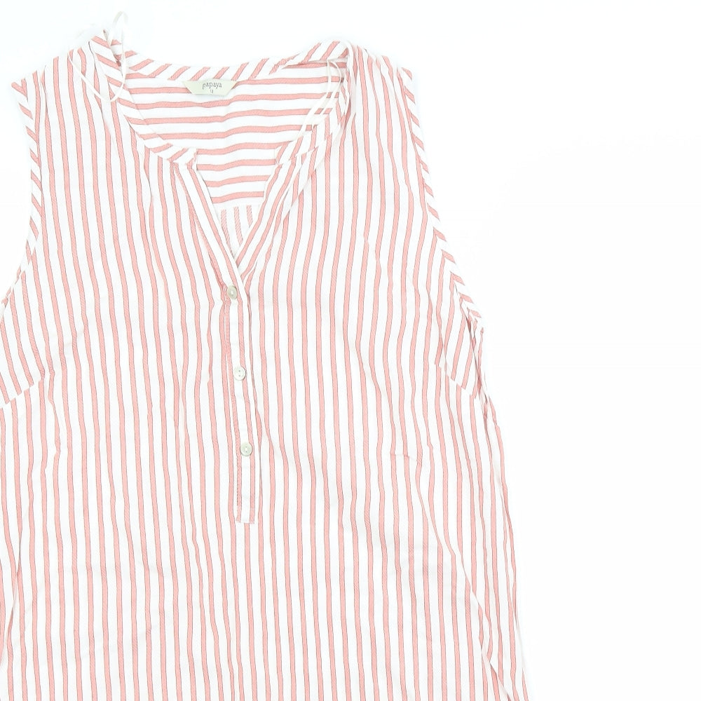 Papaya Womens Red Striped  Basic Button-Up Size 12