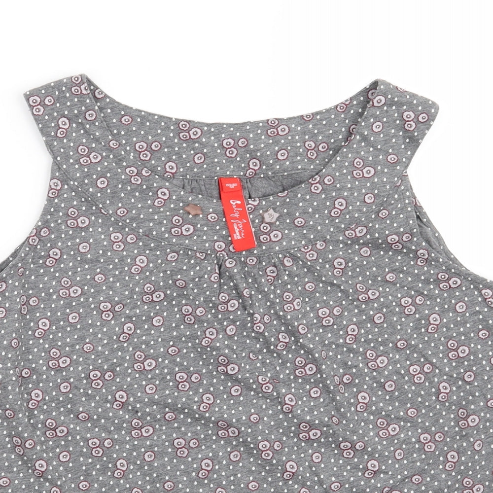 Baby Jane Womens Grey Floral  Basic Blouse Size 8
