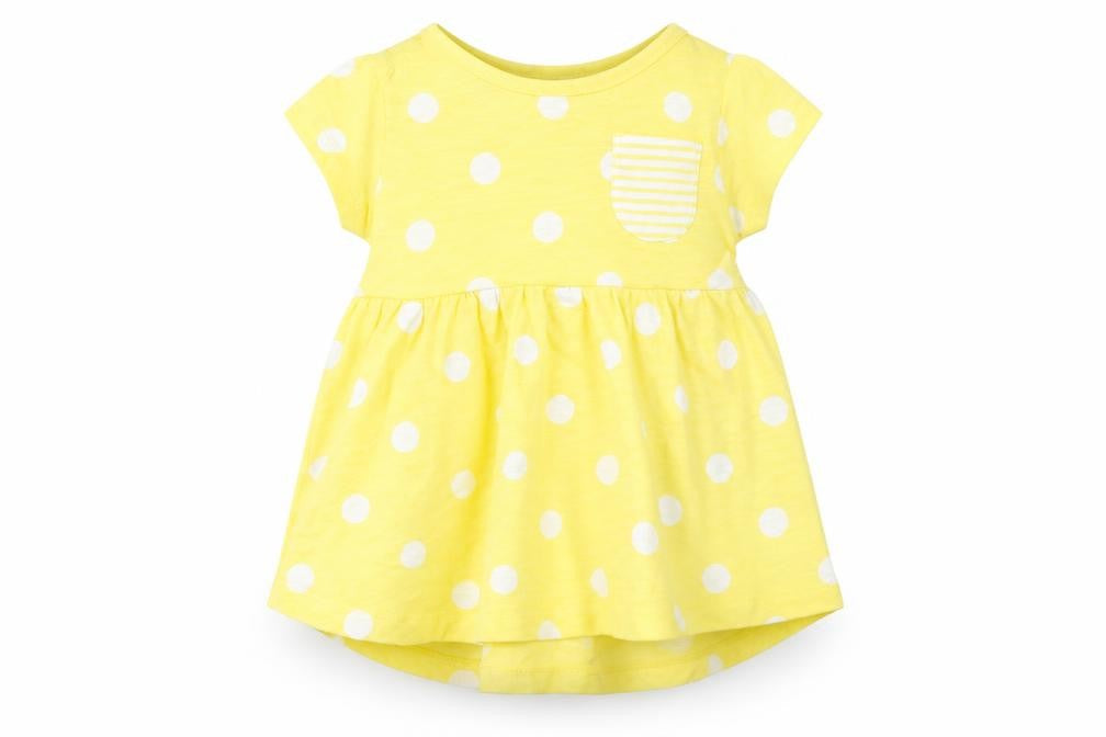 NEXT Girls Yellow Polka Dot  T-Shirt Dress  Size 6-9 Months