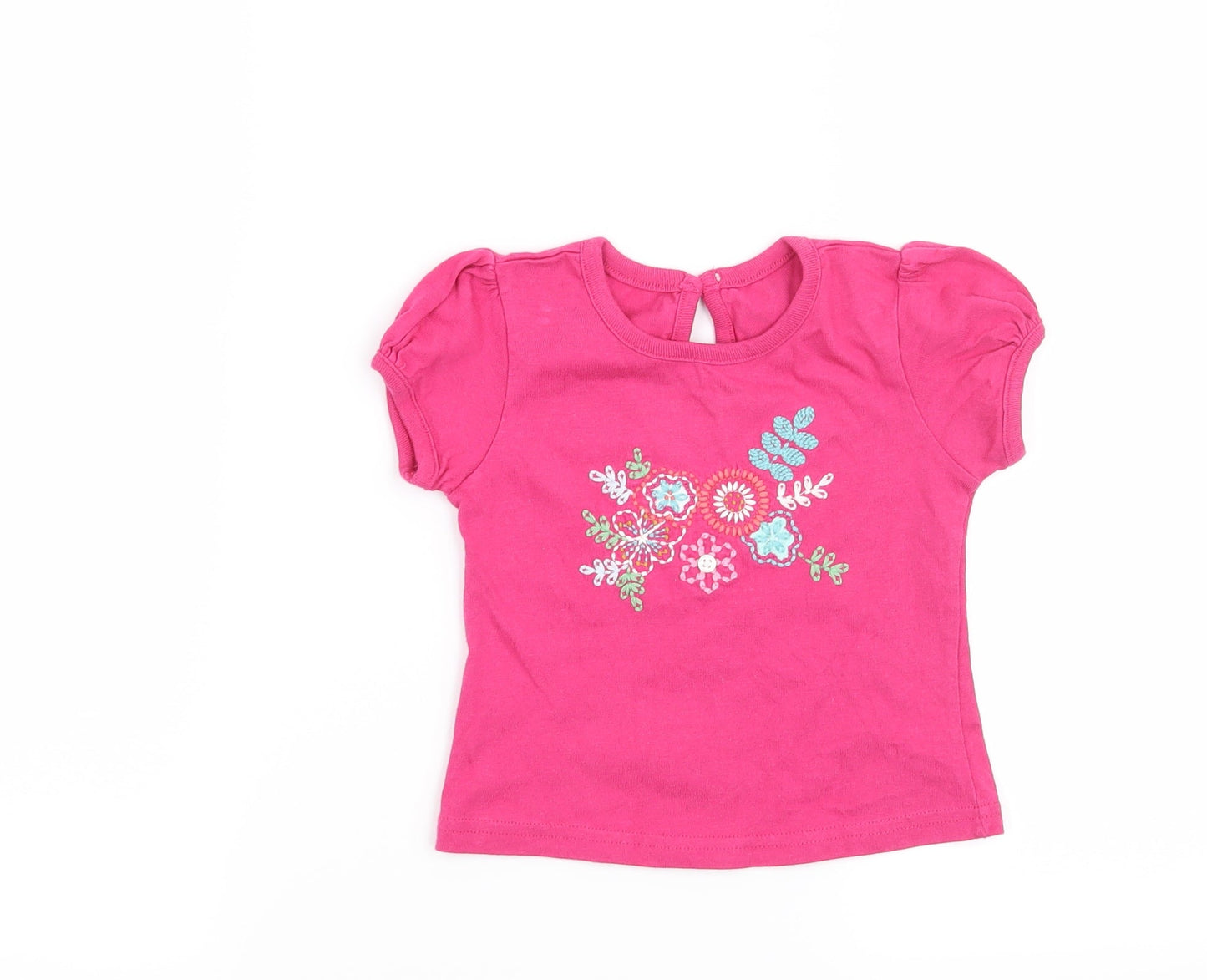 George Girls Pink Floral  Basic T-Shirt Size 6-9 Months