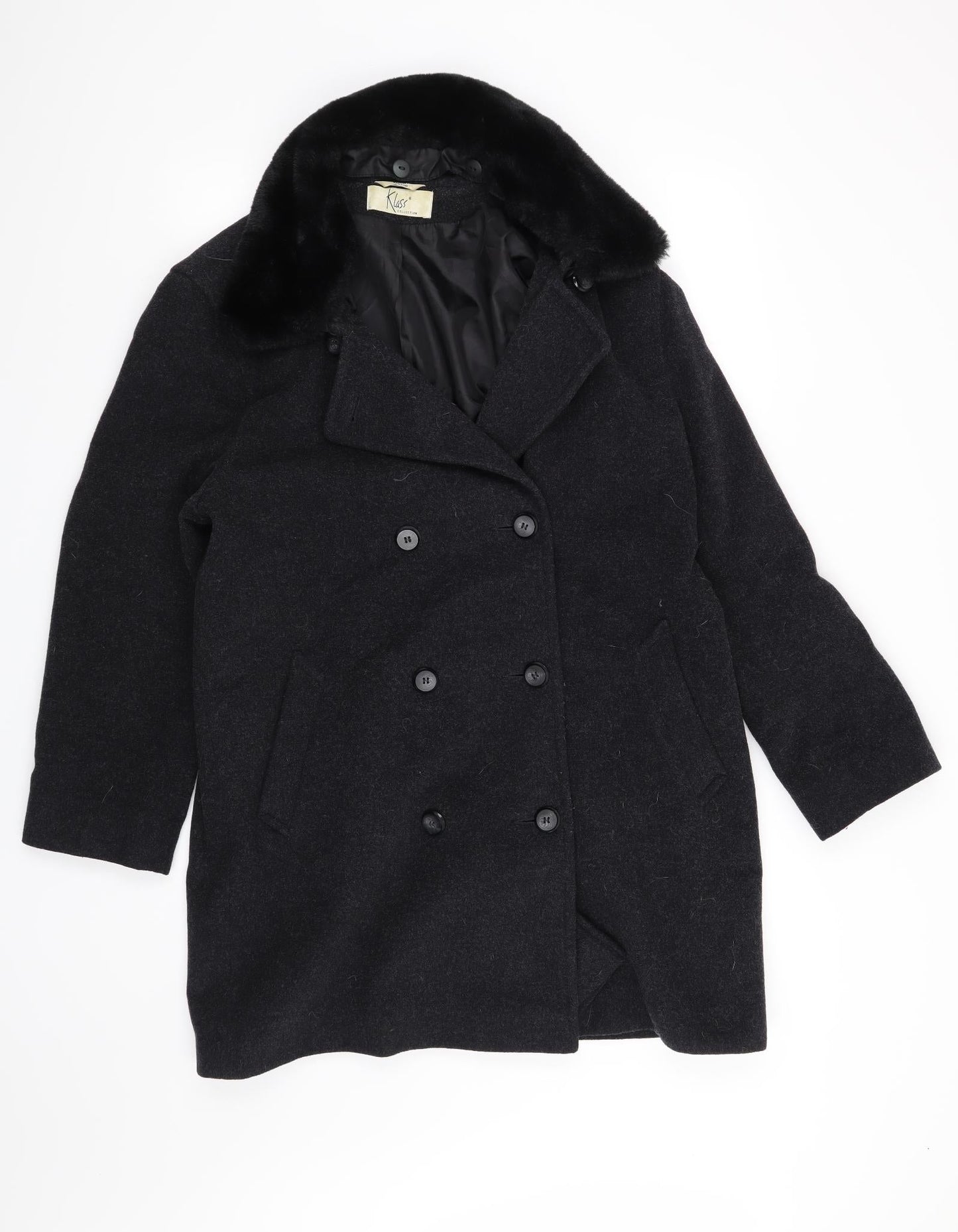Klass Womens Black   Overcoat Cape Size 14
