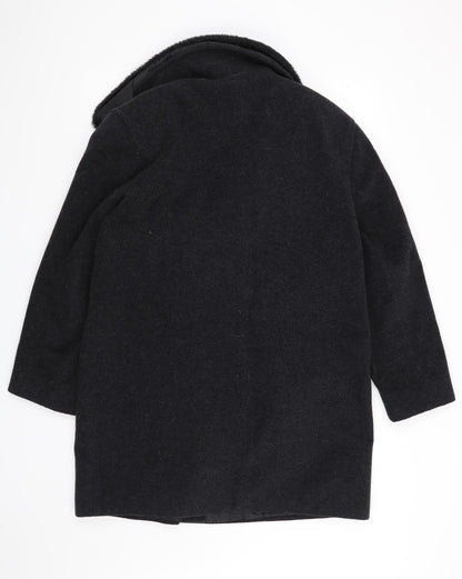 Back view of Klass women’s black overcoat cape, size UK 14