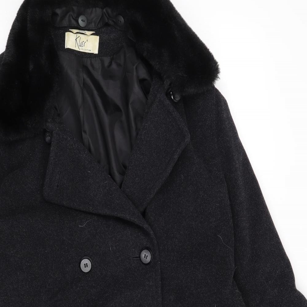 Klass Womens Black   Overcoat Cape Size 14