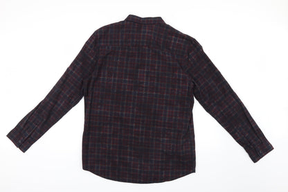 Back view of New Look Men men’s blue check button-up, size L