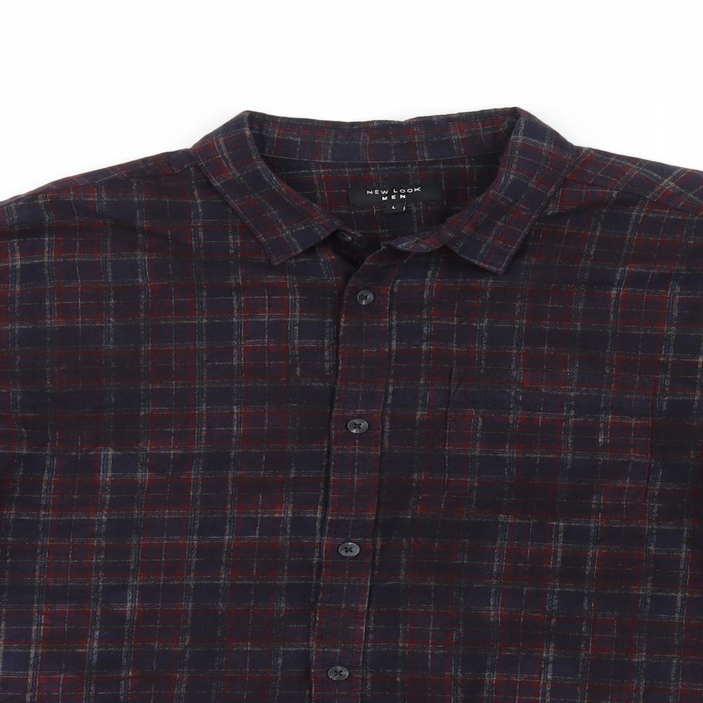 New Look Men Mens Blue Check   Button-Up Size L
