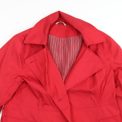 Close-up detail of George women’s red jacket coat, size UK 14