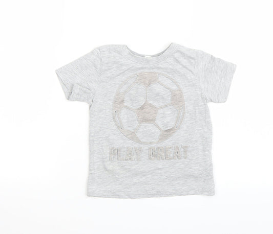 H&M Boys Grey Batik Rayon Basic T-Shirt Size 5 Years