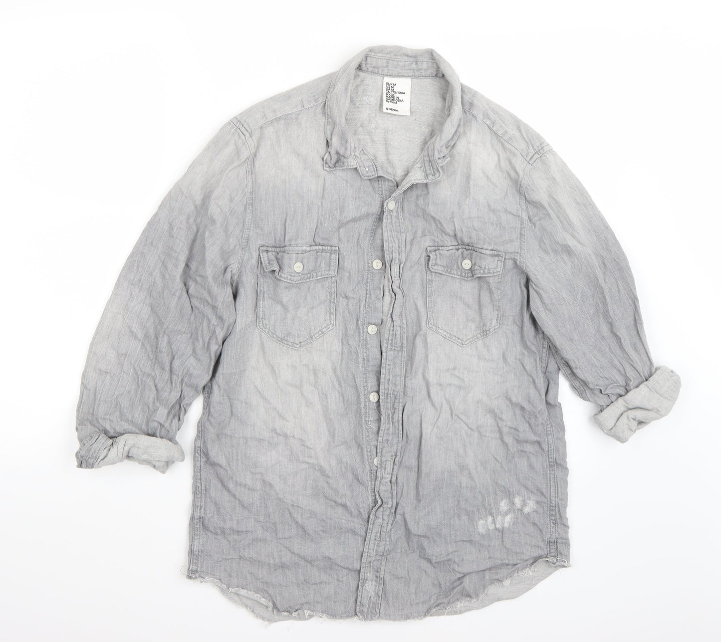 H&M Womens Grey   Basic Button-Up Size M