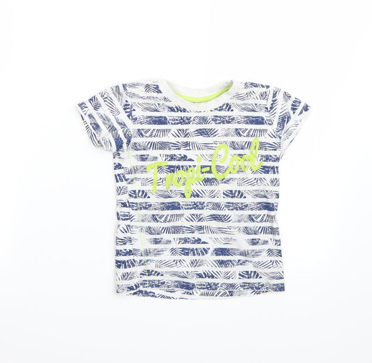 Matalan Boys White Striped  Basic T-Shirt Size 2-3 Years