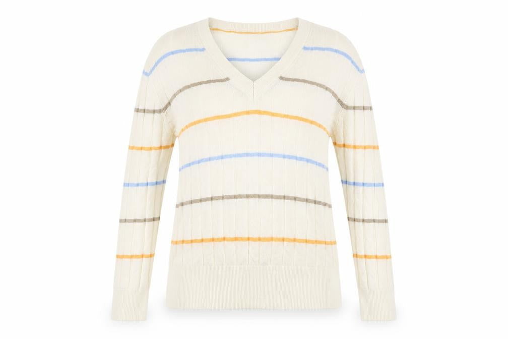 Marks & Spencer Womens Beige Striped Knit Pullover Jumper Size S