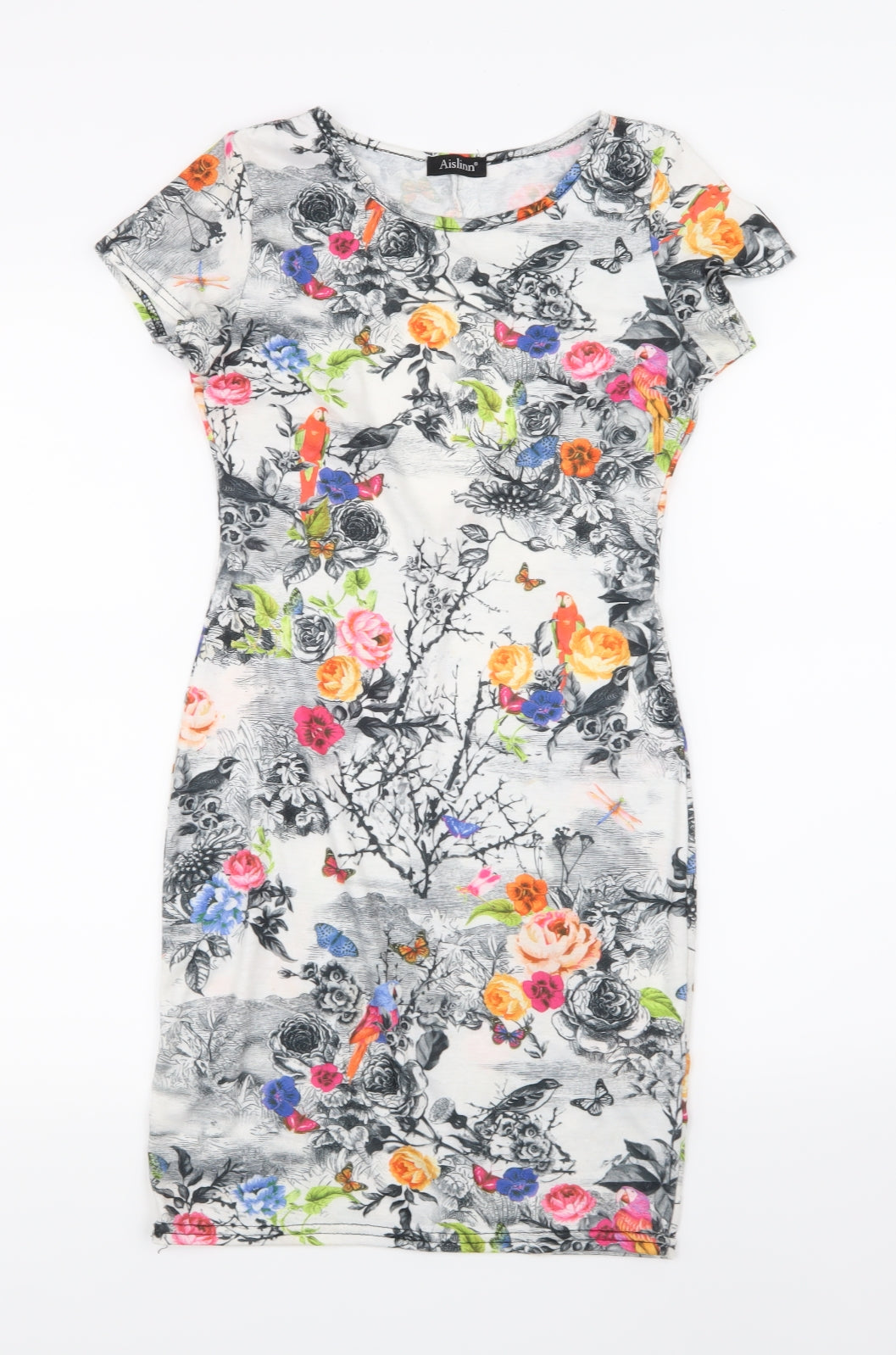 Aislinn Womens White Floral  Bodycon  Size S