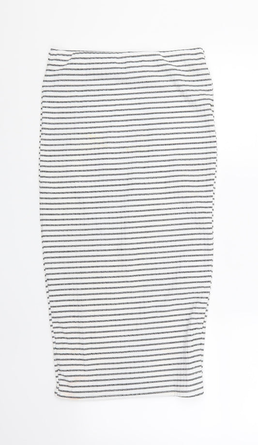 Dorothy Perkins Womens White Striped  A-Line Skirt Size 8