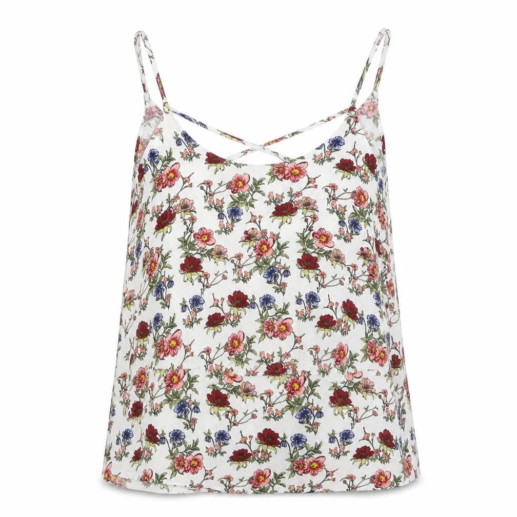 H&M Womens White Floral  Basic Tank Size 8