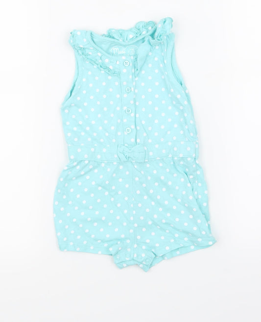 Young Dimension Girls Blue Polka Dot  Babygrow One-Piece Size 12-18 Months