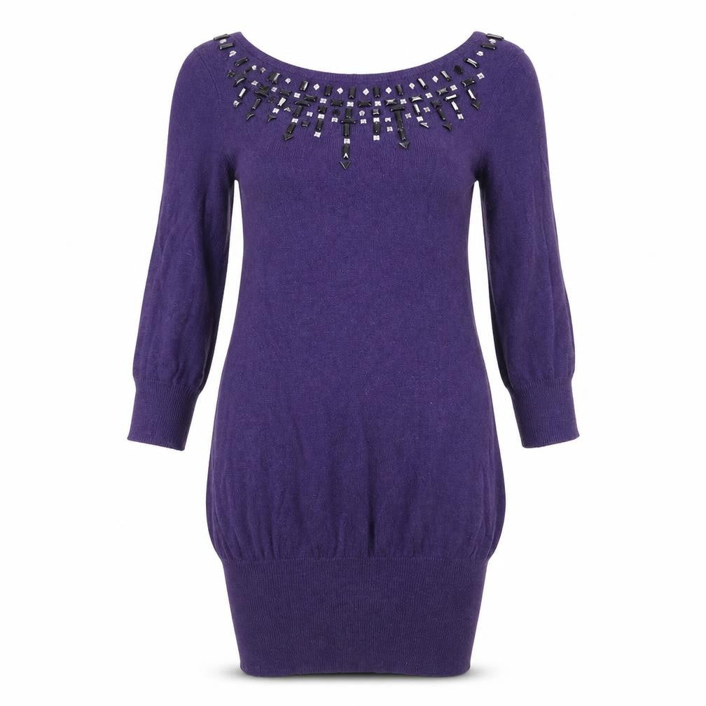 Dorothy Perkins Womens Purple  Knit Jumper Dress  Size 8