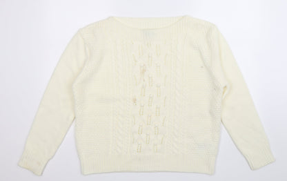 Additional front view of Peacocks women’s white knit jumper, size UK 18