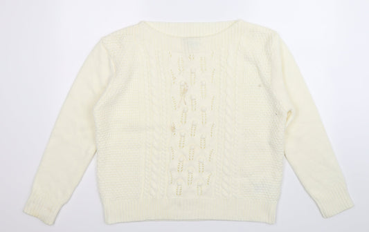 Peacocks Womens White  Knit Pullover Jumper Size 18