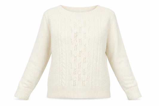 Front view of Peacocks women’s white knit jumper, size UK 18