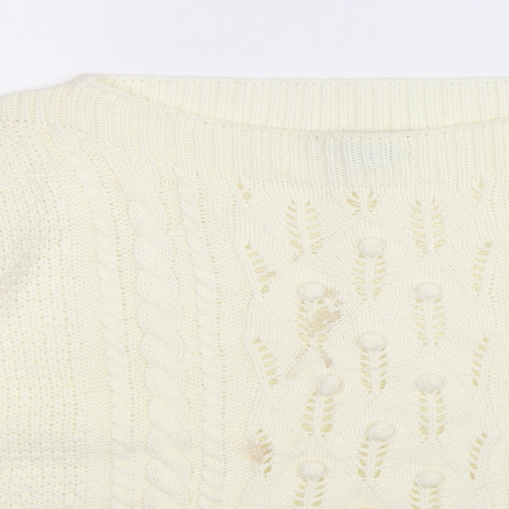 Peacocks Womens White  Knit Pullover Jumper Size 18