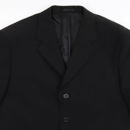 Close-up detail of George men’s black jacket suit jacket, size 38
