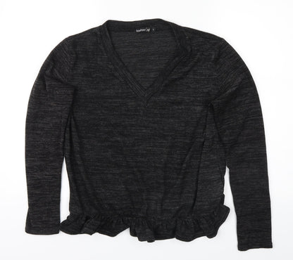 Front view of Boohoo women’s grey jersey blouse, size L