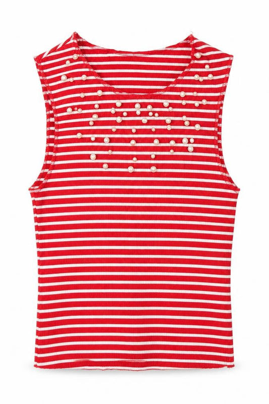 Zara Womens Red Striped  Basic Tank Size S