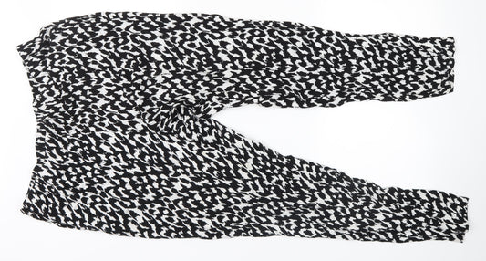 H&M Womens Black Animal Print  Sweatpants Trousers Size 14 L26 in