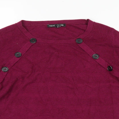 Close-up detail of Next women’s purple jumper, size UK 10