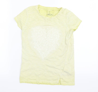 Additional front view of Next girls’ white basic t-shirt, size 7, years - love heart