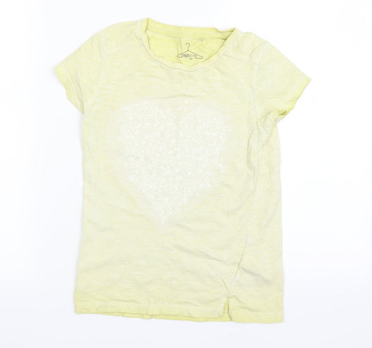 NEXT Girls White   Basic T-Shirt Size 7 Years  - LOVE HEART