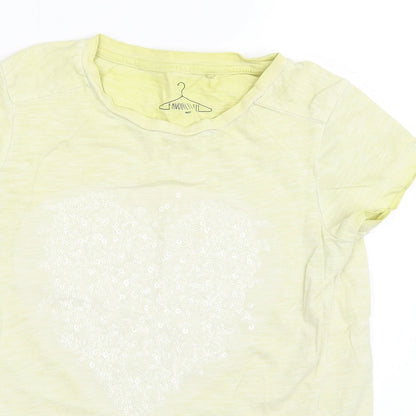 Close-up detail of Next girls’ white basic t-shirt, size 7, years - love heart