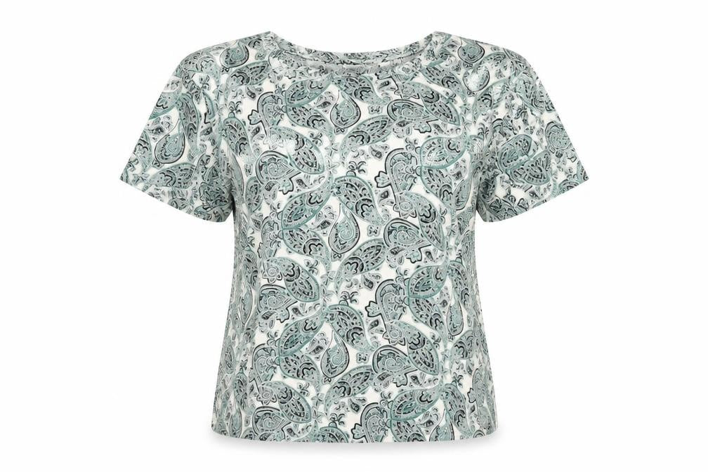H&M Womens Green Paisley  Basic T-Shirt Size 6