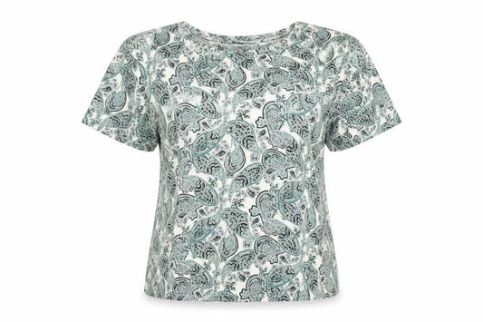 H&M Womens Green Paisley  Basic T-Shirt Size 6