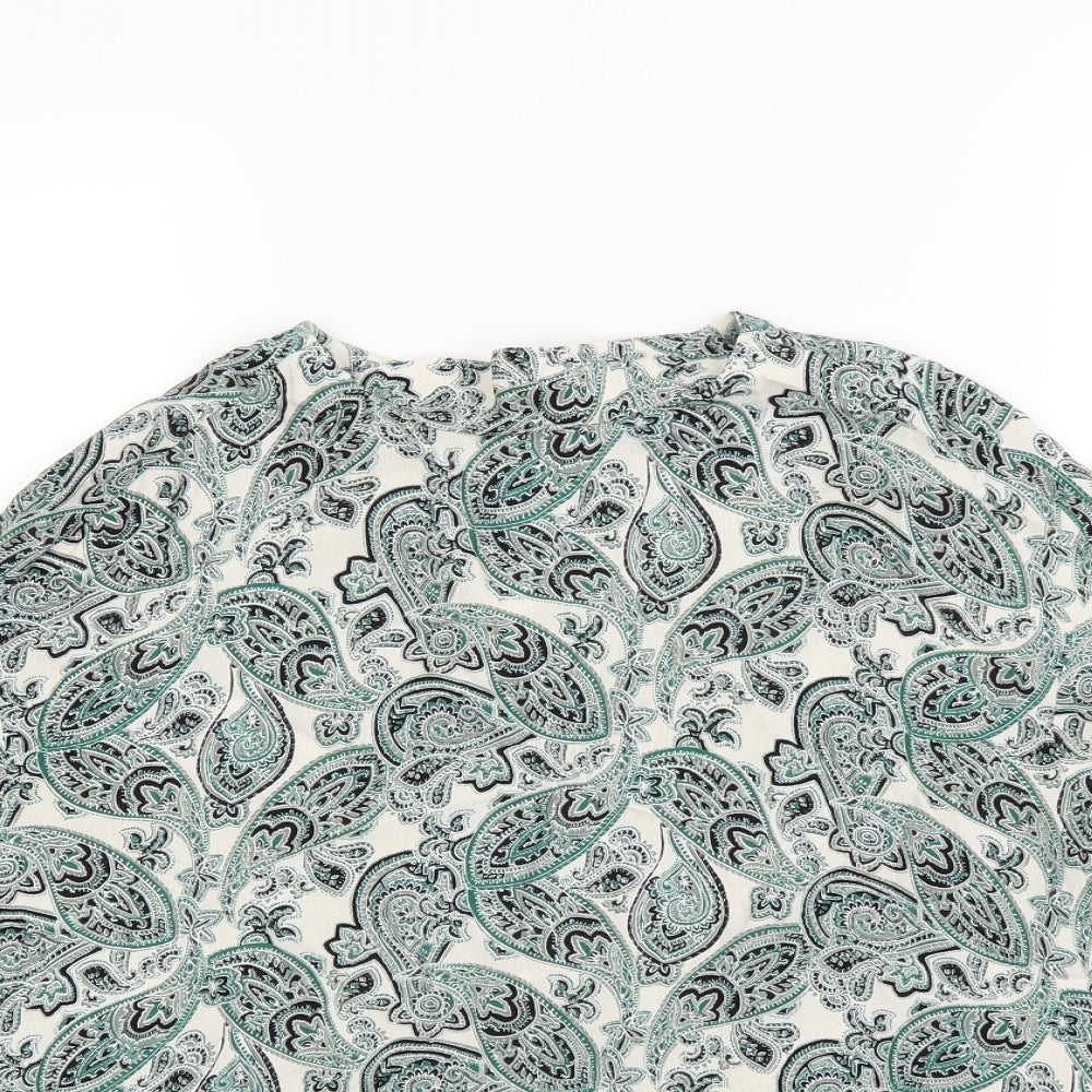 H&M Womens Green Paisley  Basic T-Shirt Size 6