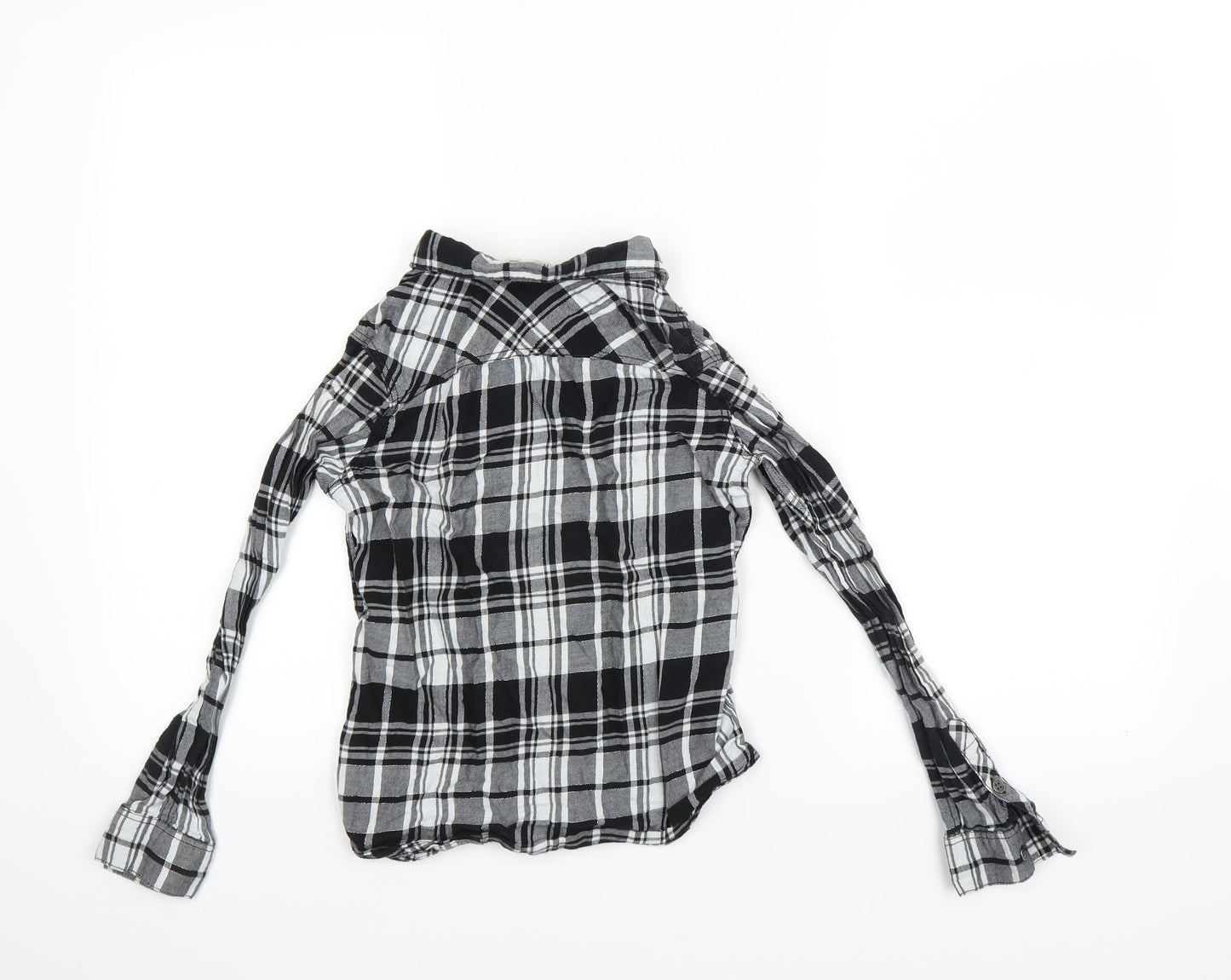H&M Womens Black Check  Basic Button-Up Size S  - 9-10 YEARS