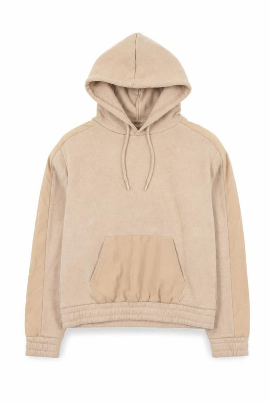 Front view of Primark women’s brown jersey pullover hoodie, size UK 4