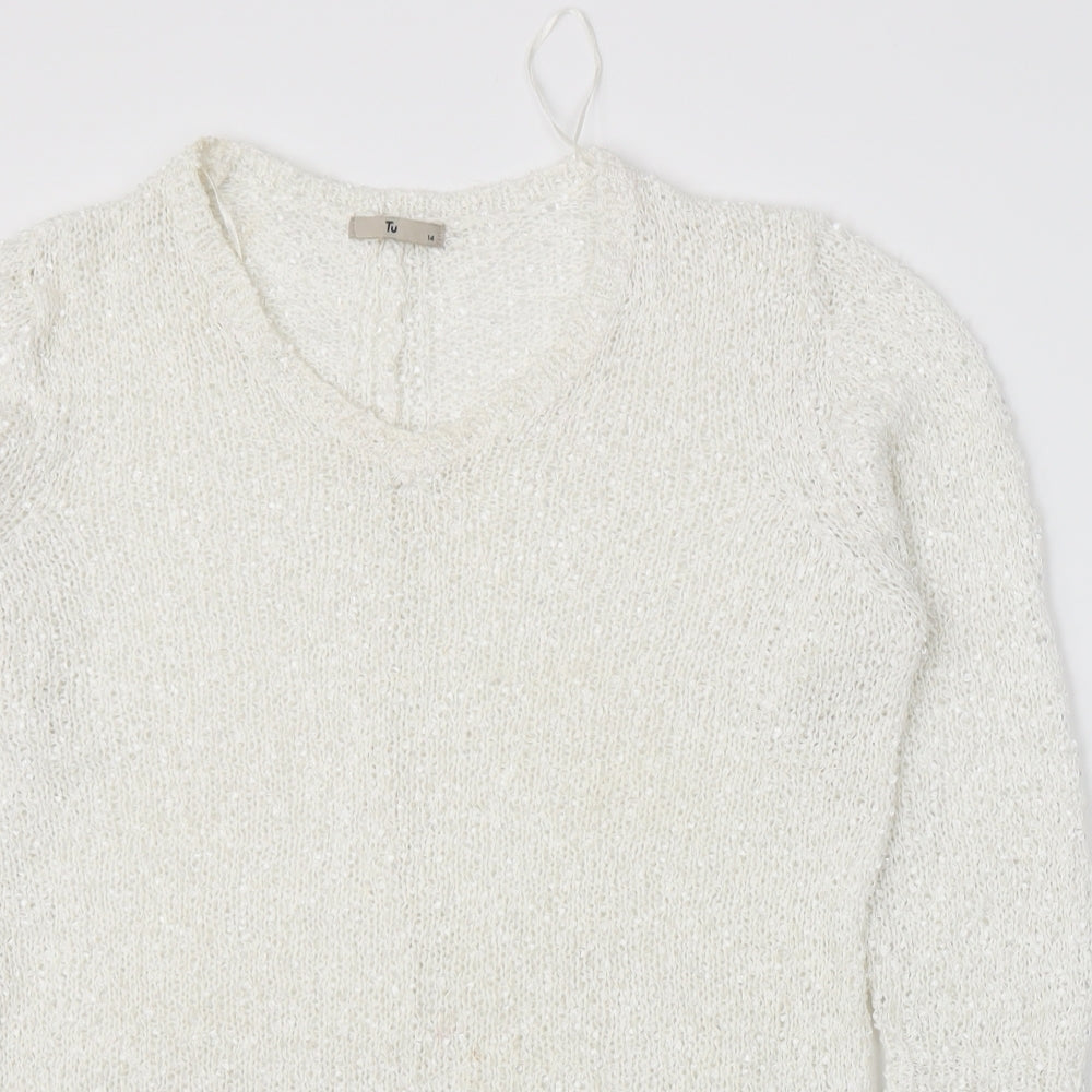 TU Womens White   Pullover Jumper Size 14