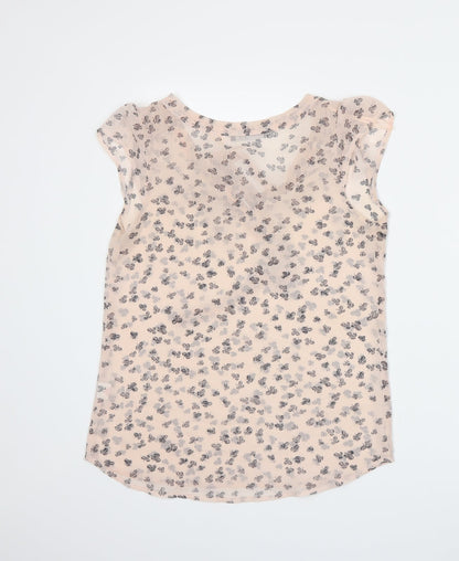 Back view of Atmosphere women’s pink floral basic blouse, size UK 10