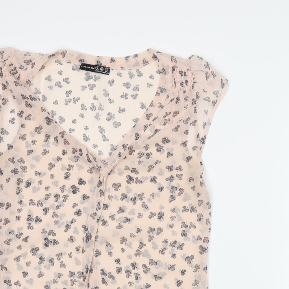 Atmosphere Womens Pink Floral  Basic Blouse Size 10