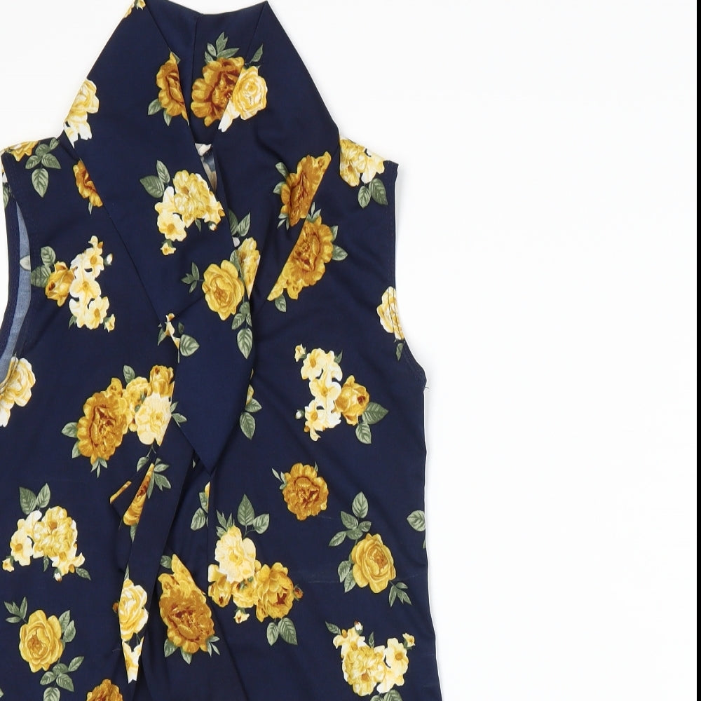 Prospect BLVD Womens Blue Floral  Basic Tank Size S