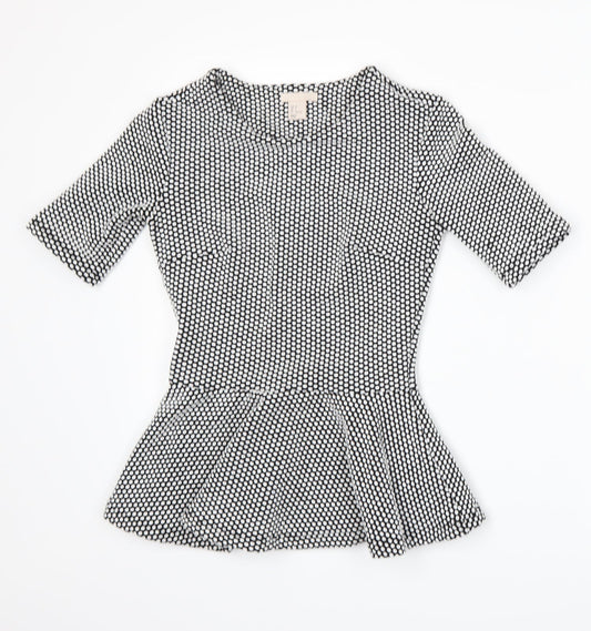 H&M Womens Black Polka Dot  Basic T-Shirt Size 6